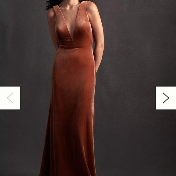 Jenny Yoo Logan Deep-V Velvet in English Rose - Picture 1 of 2